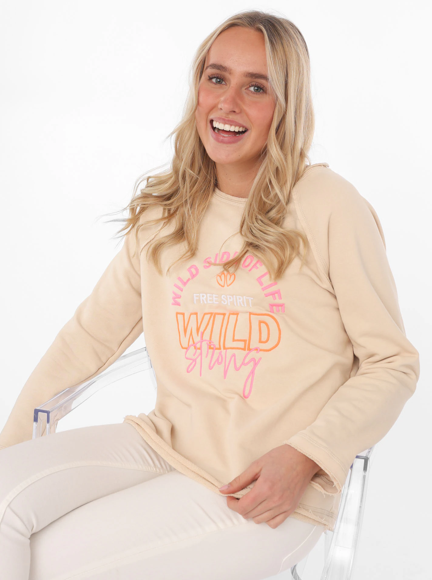 Zwillingsherz Sweatshirt ""Wild Side Of Life"", mit Used-Look Kanten und fa günstig online kaufen