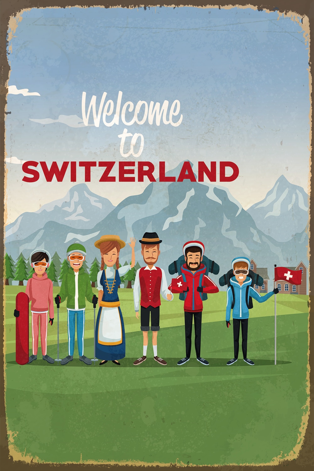 queence Metallbild "WELCOME TO SWITZERLAND", Schriftzüge-Schriftzug-Sprüche günstig online kaufen