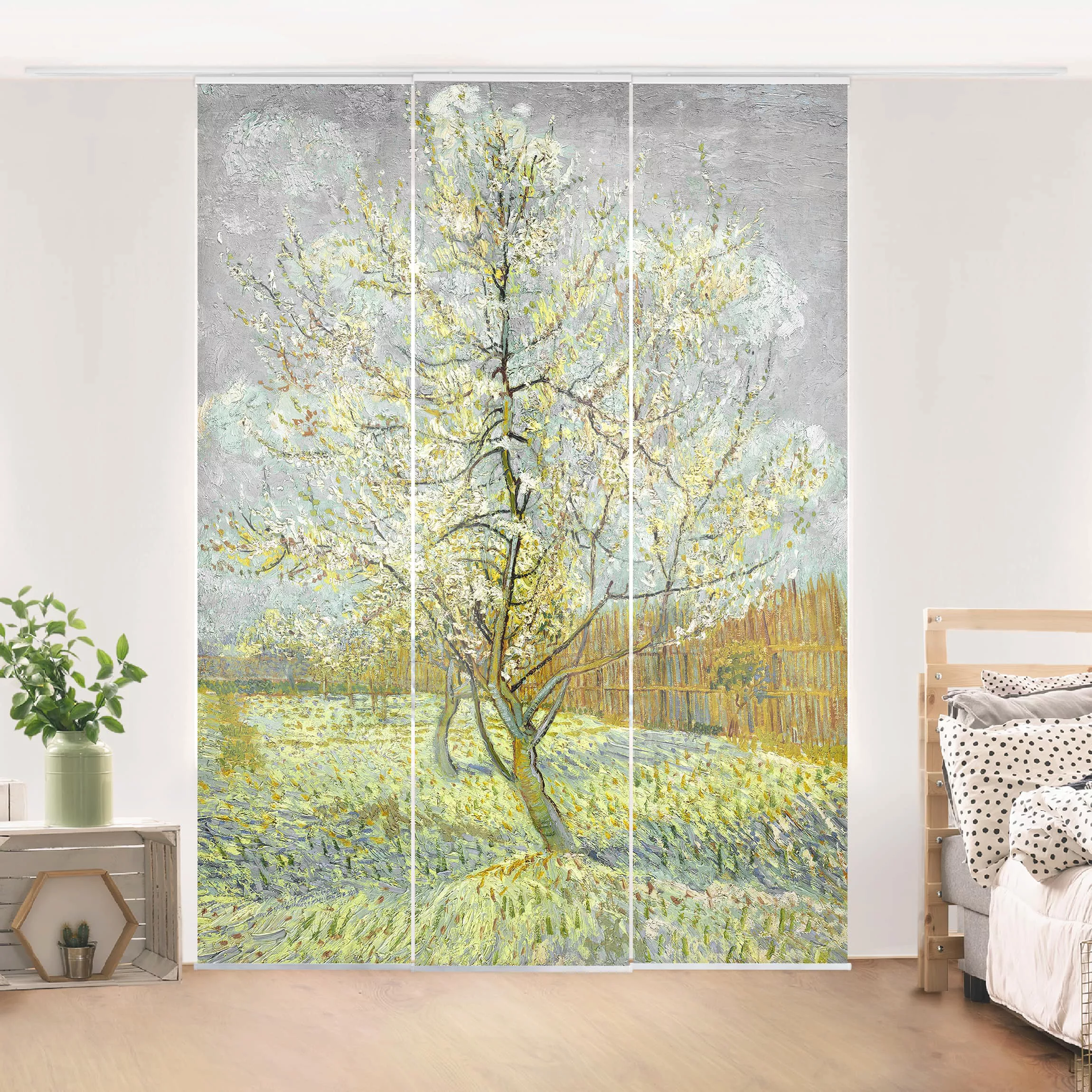 Schiebegardinen Set Kunstdruck Vincent van Gogh - Pfirsichbaum rosa günstig online kaufen