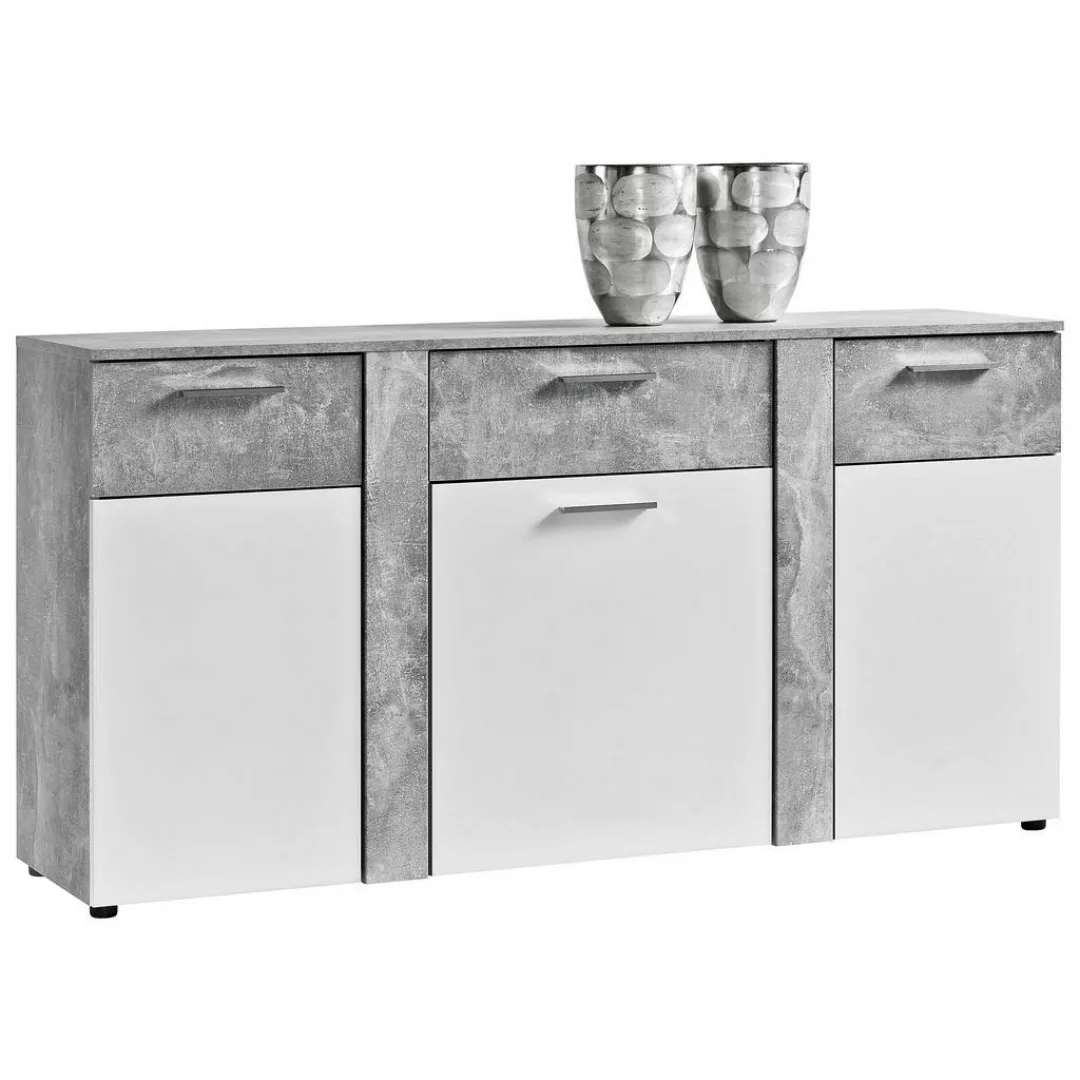 Kommode Trentino Beton Optik weiß B/H/T: ca. 155x81x40 cm günstig online kaufen