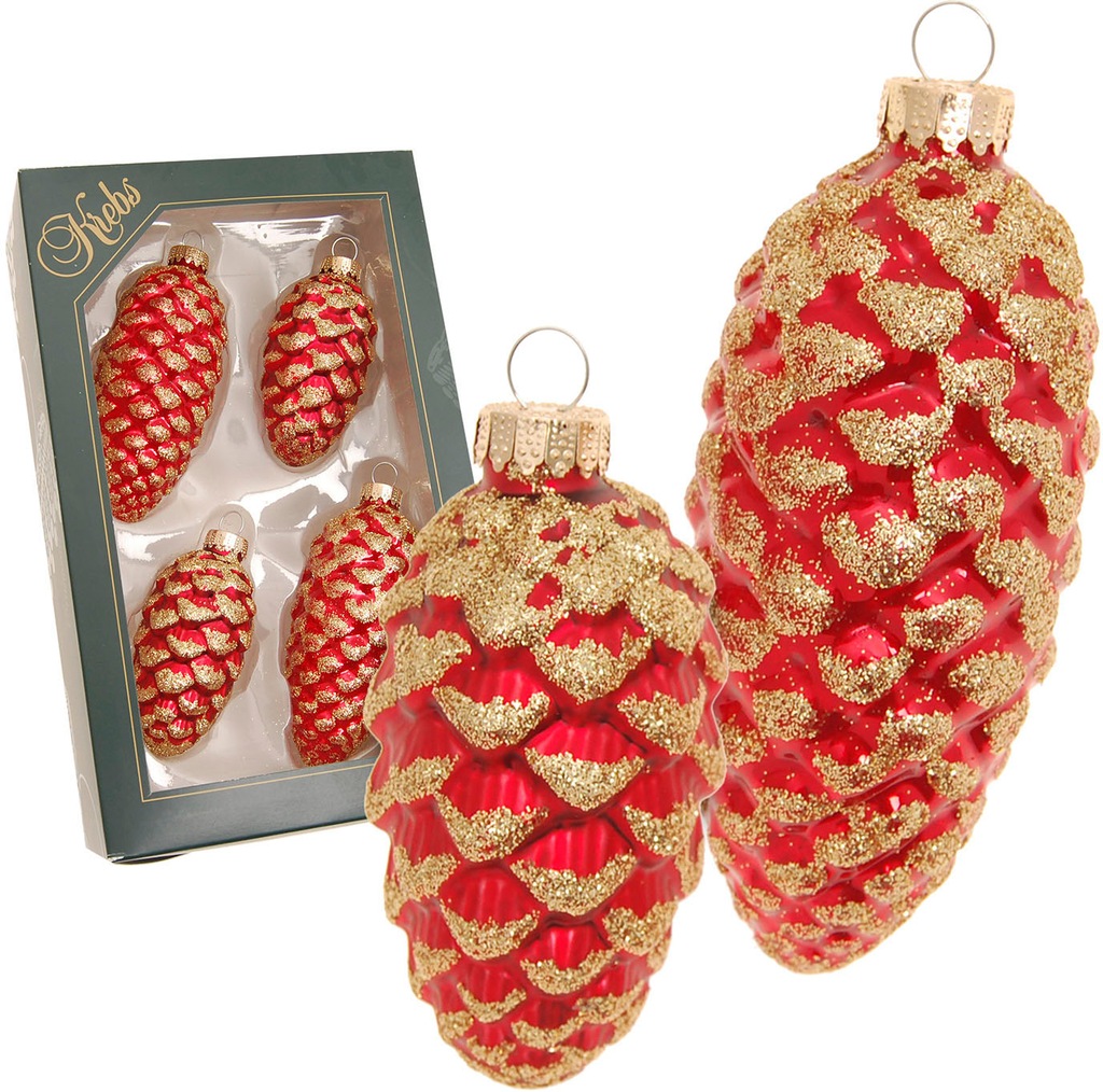 Krebs Glas Lauscha Christbaumschmuck »Glas-Tannenzapfen, Rot mit Glitter, 2 günstig online kaufen