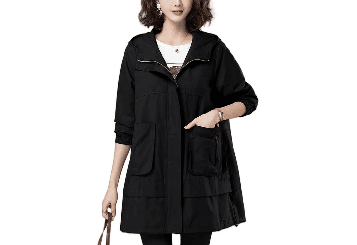 Nebelmeer Funktionsjacke Lockerer Trenchcoat für Damen, mittlere Länge, Frü günstig online kaufen