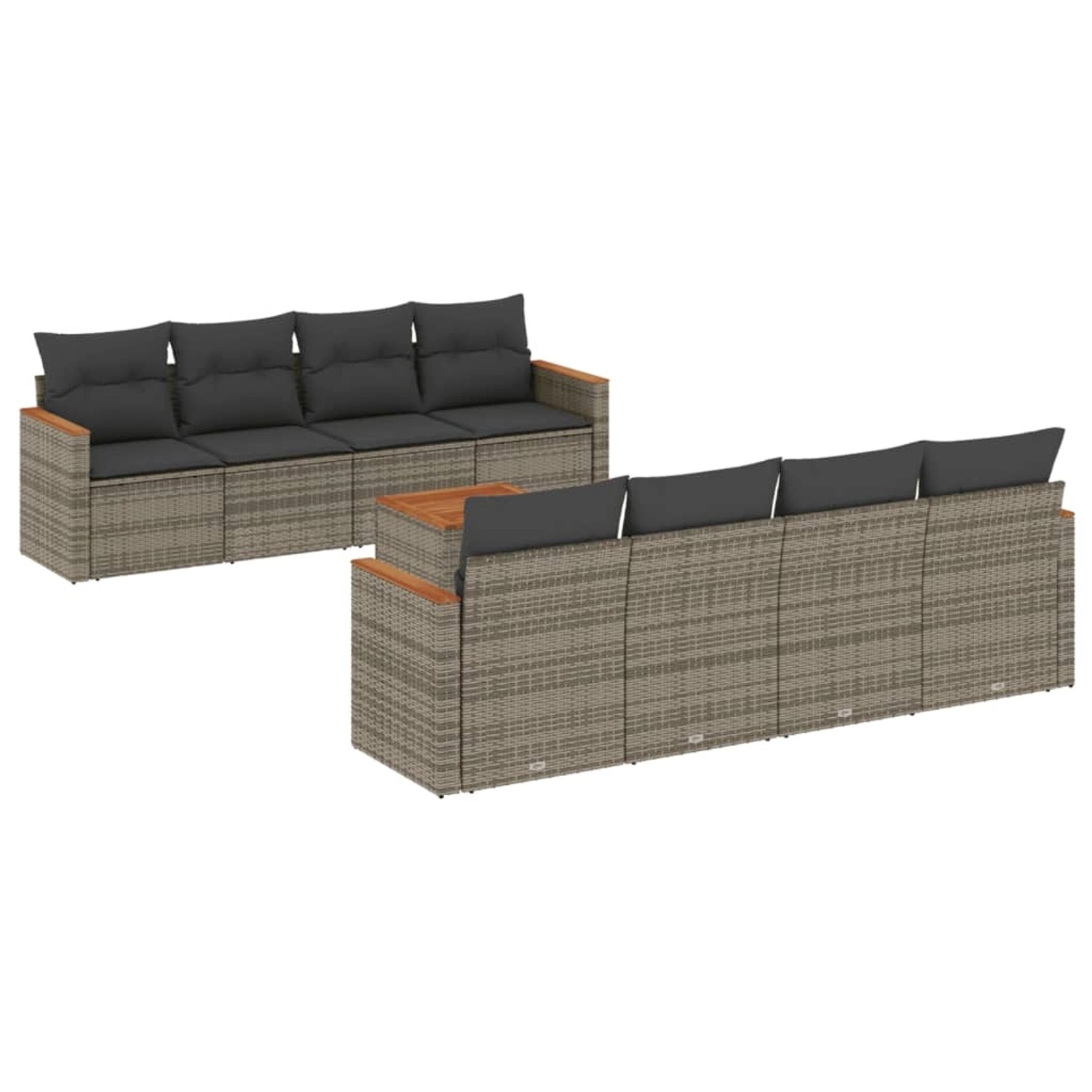 vidaXL 9-Tlg Garten-Sofagarnitur mit Kissen Grau Poly Rattan 3258224 günstig online kaufen