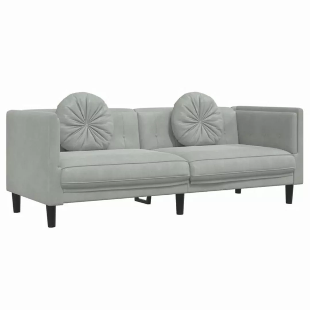 vidaXL Sofa Sofa mit Kissen 3-Sitzer Hellgrau Samt günstig online kaufen
