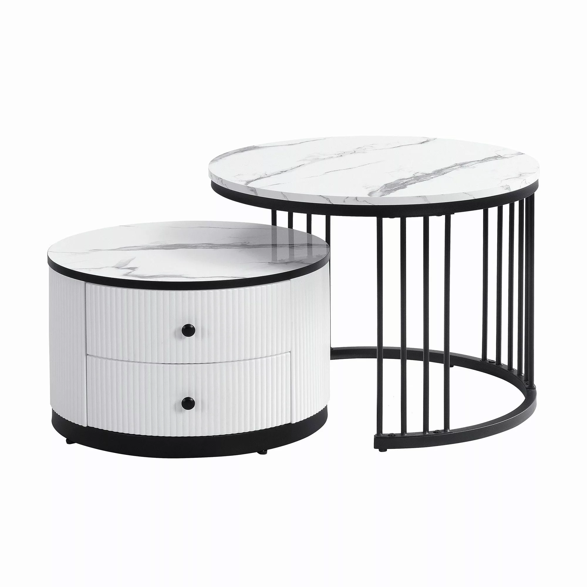 Odikalo Couchtisch Wohnzimmertisch-Set Tische Marmoroptik Schubladen günstig online kaufen