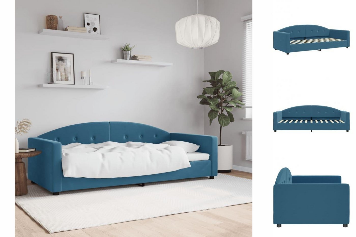 vidaXL Gästebett Tagesbett Blau 90x200 cm Samt Gästebett Gästecouch Gästeso günstig online kaufen