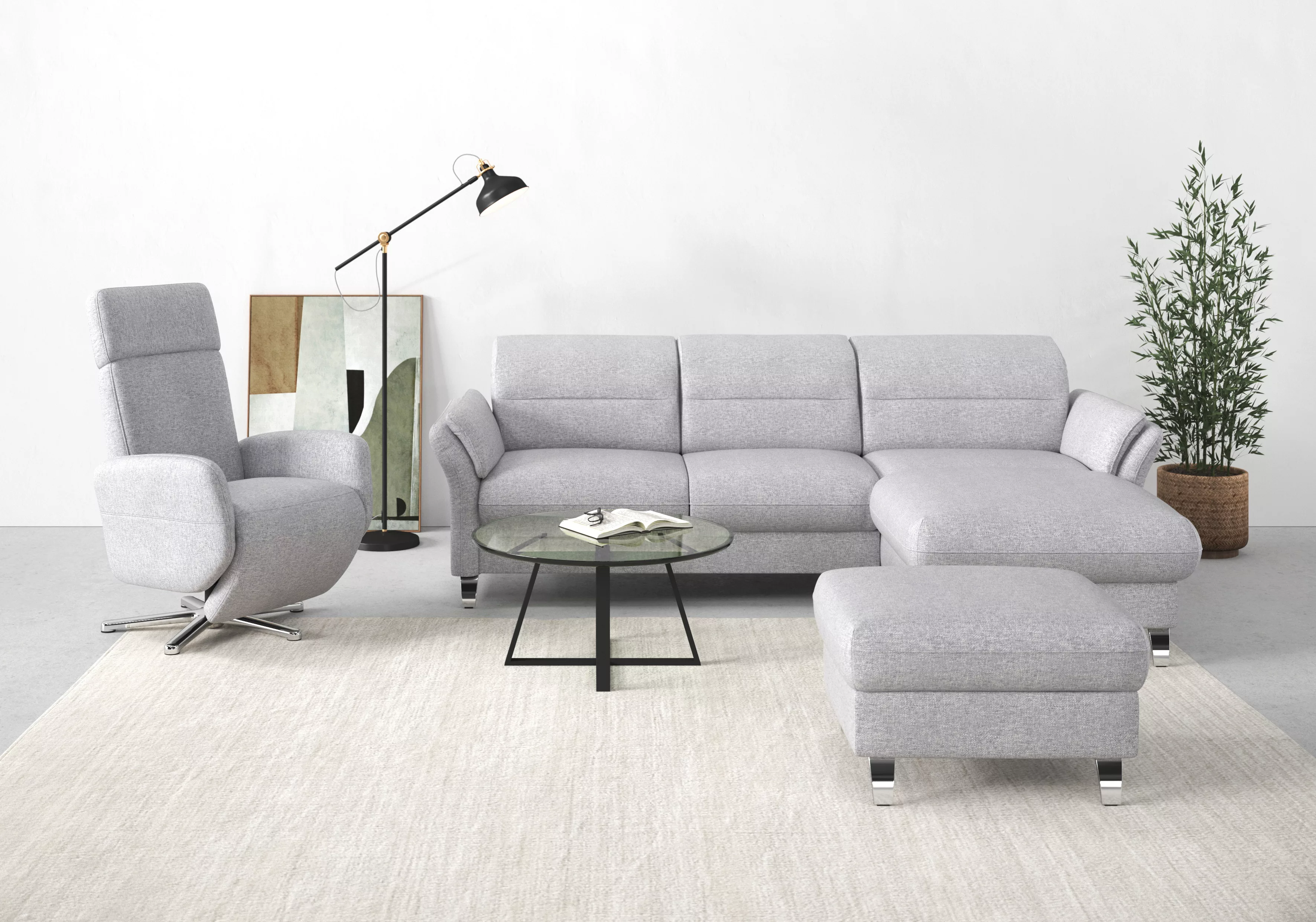 sit&more Ecksofa »Grenoble L-Form mit Federkern«, wahlweise mit Bettfunktio günstig online kaufen