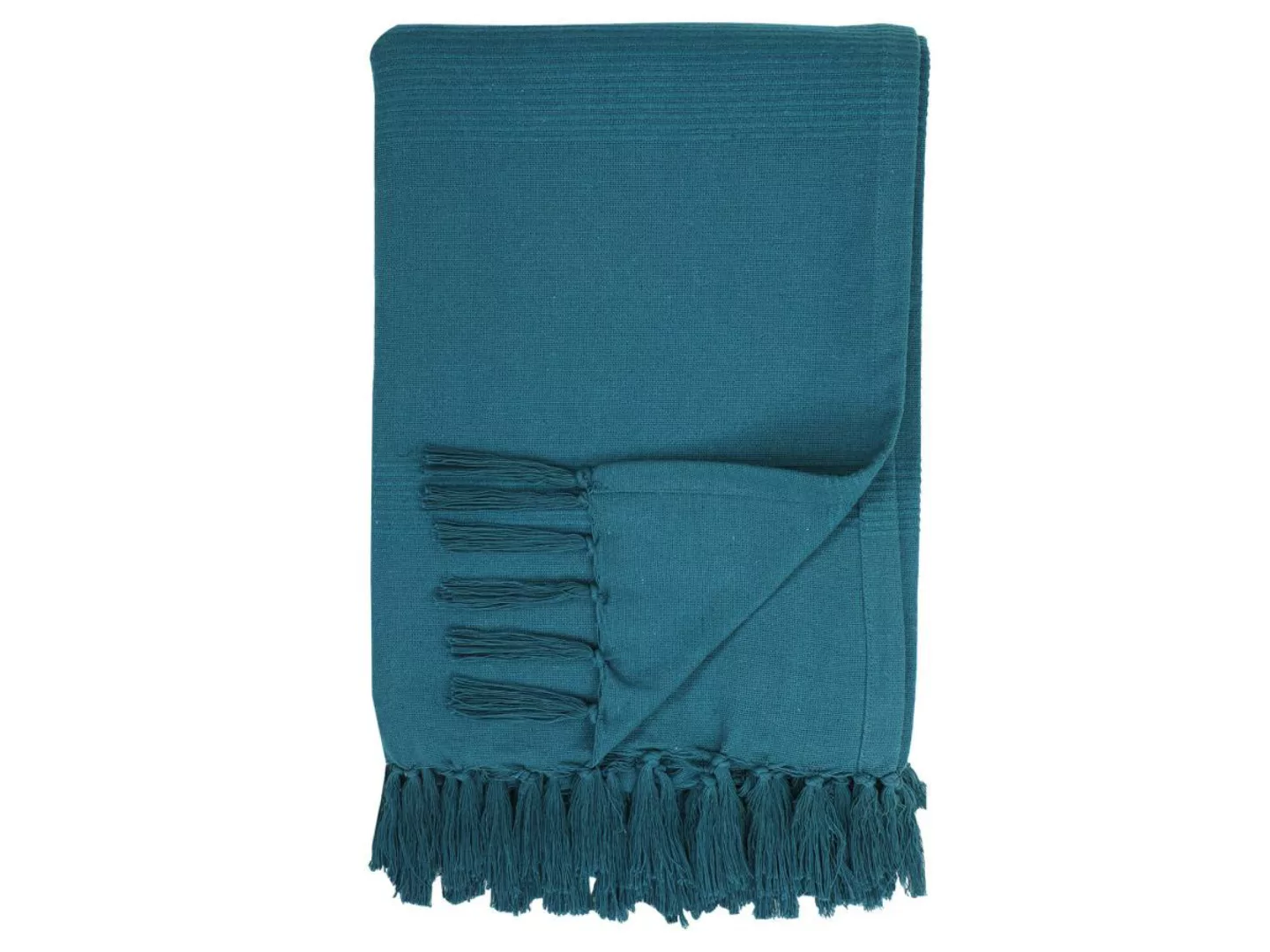 Tagesdecke mit Fransen - 230 x 250 cm - Baumwolle - Blau - SEGNA günstig online kaufen
