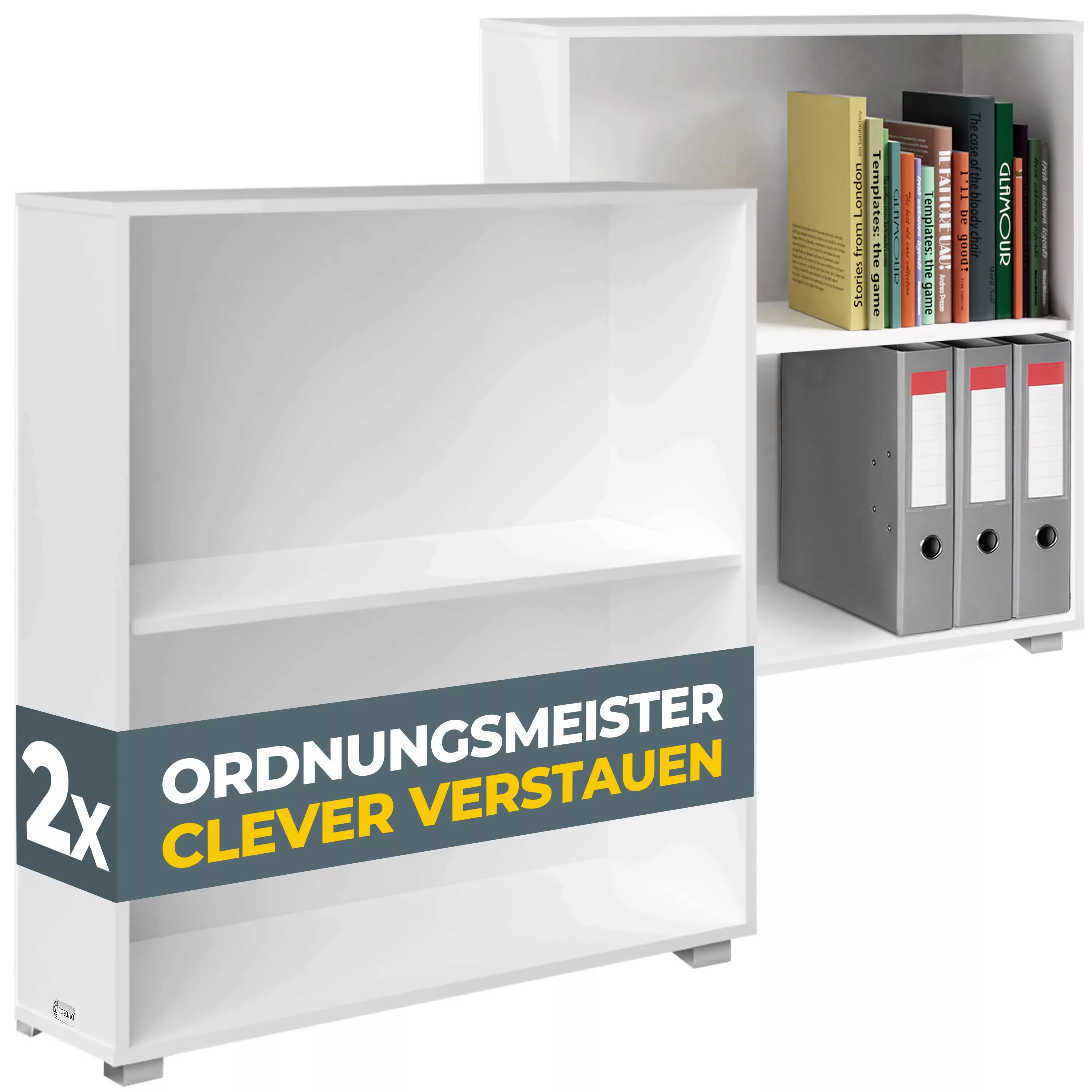 Bücherregal Vela 2er-Set Weiß 2 Fächer günstig online kaufen