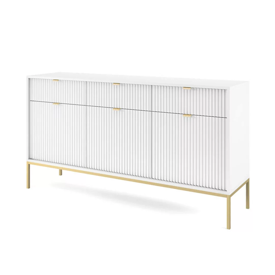 Sideboard 154cm breit, weiß, Fußgestell goldfarben NEWCASTLE-160 günstig online kaufen