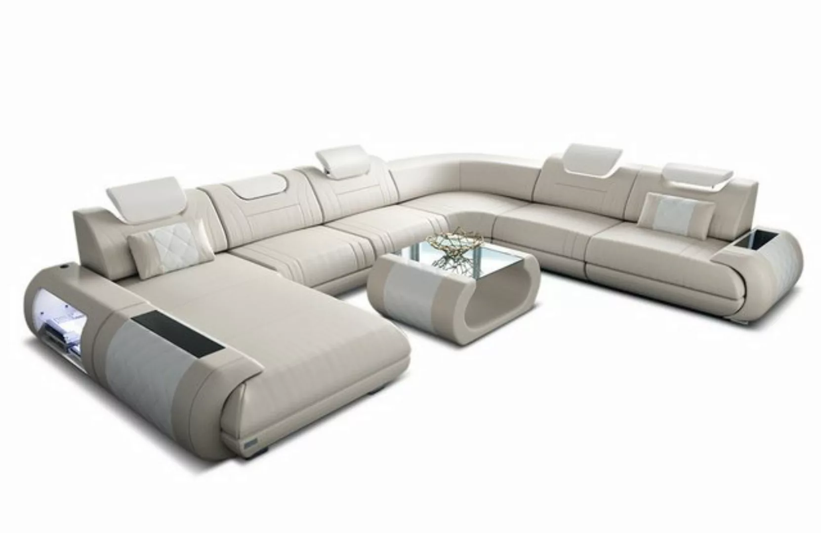 Sofa Dreams Wohnlandschaft Sofa Ledercouch Leder Rimini XXL U Form Ledersof günstig online kaufen