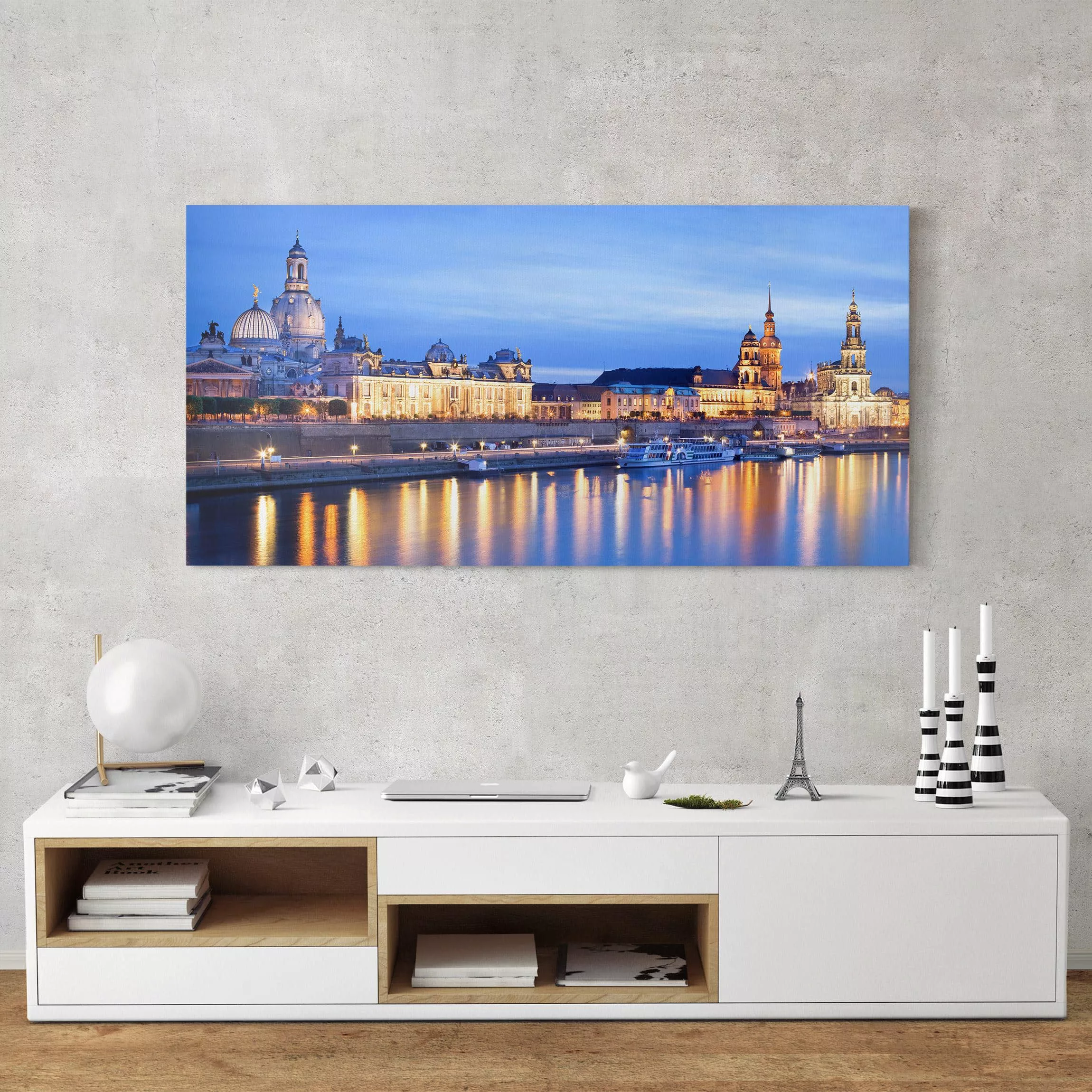 Leinwandbild Architektur & Skyline - Querformat Canaletto Blick bei Nacht günstig online kaufen