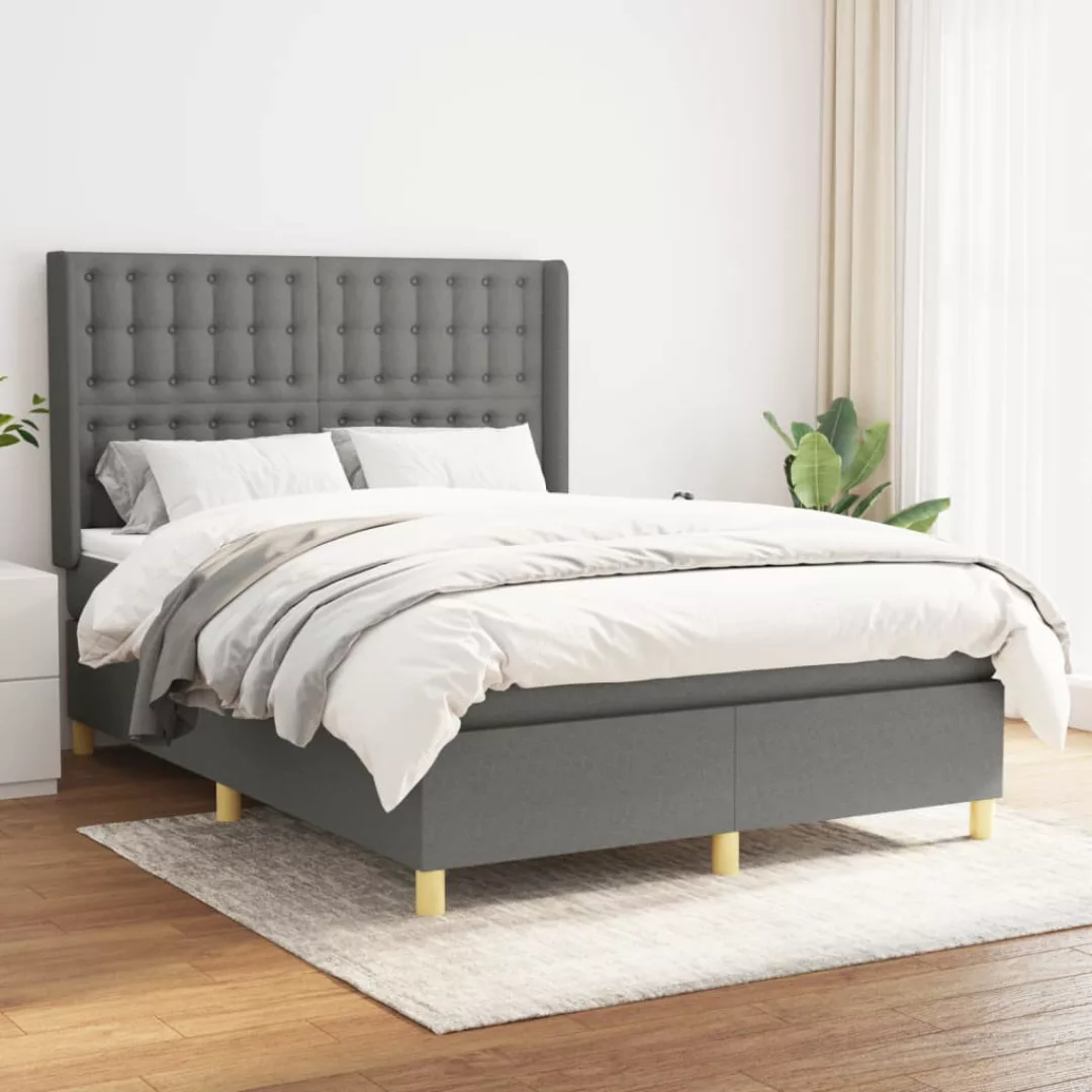 Vidaxl Boxspringbett Mit Matratze Dunkelgrau 140x200 Cm Stoff günstig online kaufen