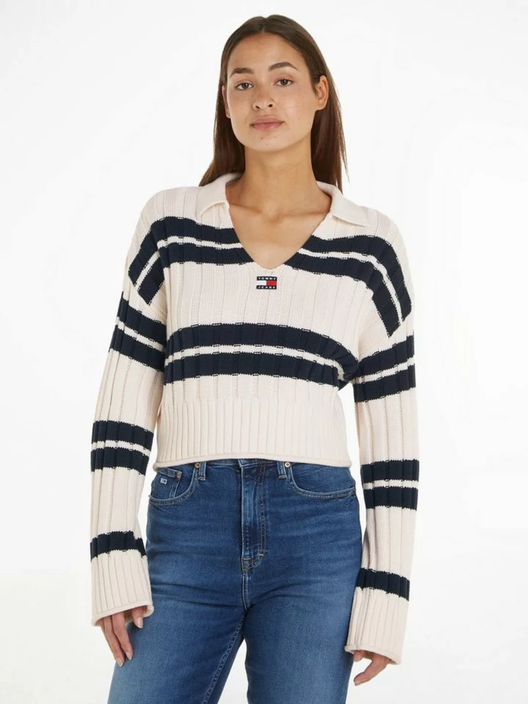 Tommy Jeans Strickpullover mit Front-Logoprägung günstig online kaufen