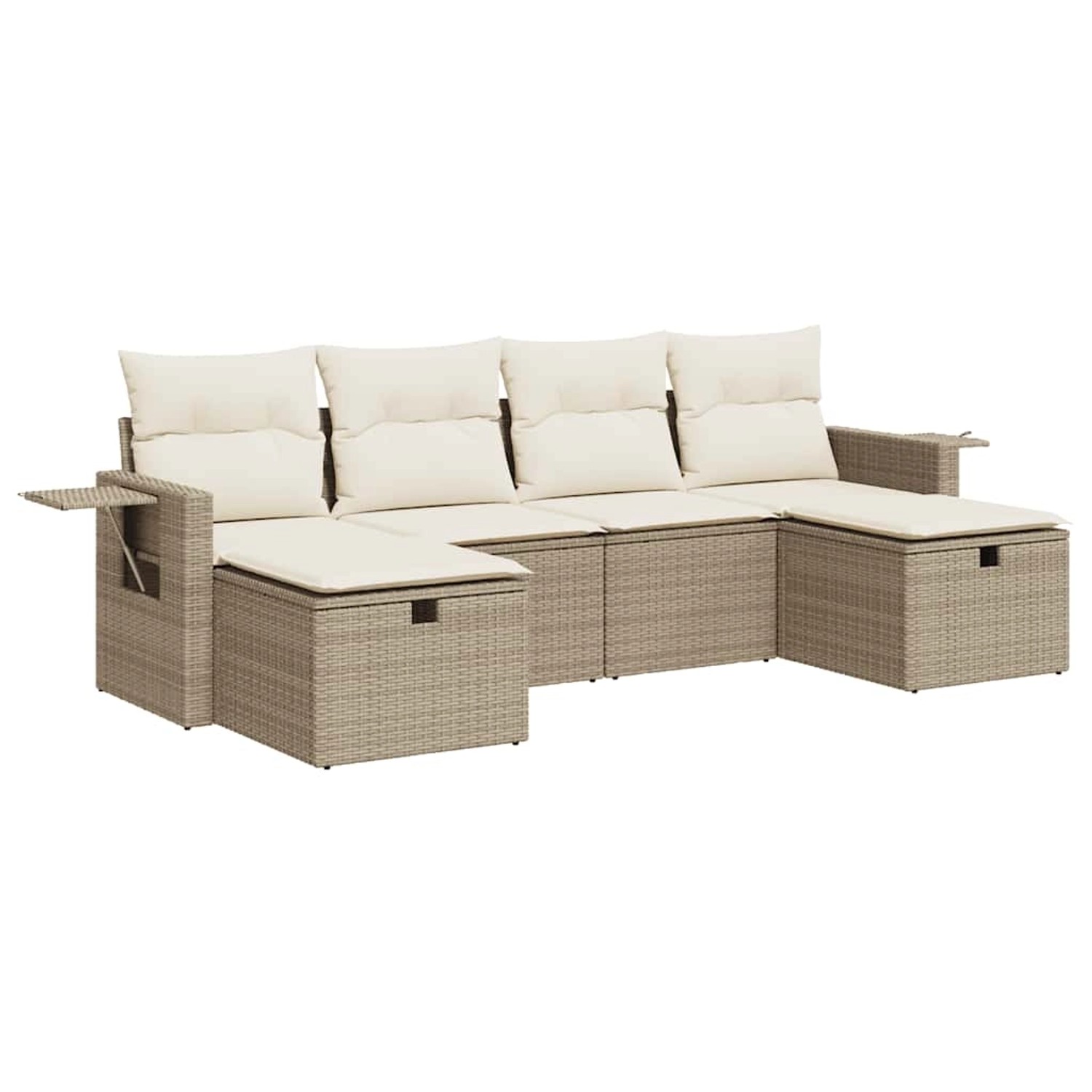 vidaXL 6-Tlg Garten-Sofagarnitur mit Kissen Beige Poly Rattan 3325524 günstig online kaufen