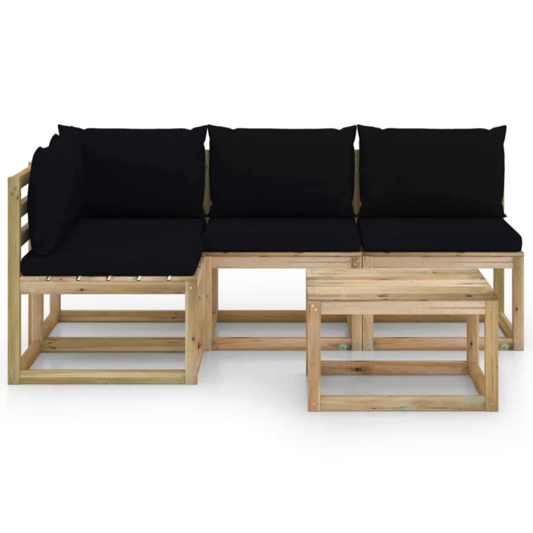 5-tlg. Garten-lounge-set Mit Schwarzen Kissen günstig online kaufen