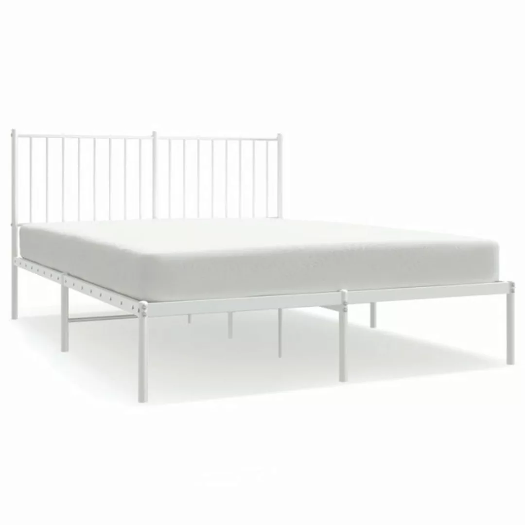 furnicato Bett Bettgestell mit Kopfteil Metall Weiß 140x190 cm günstig online kaufen