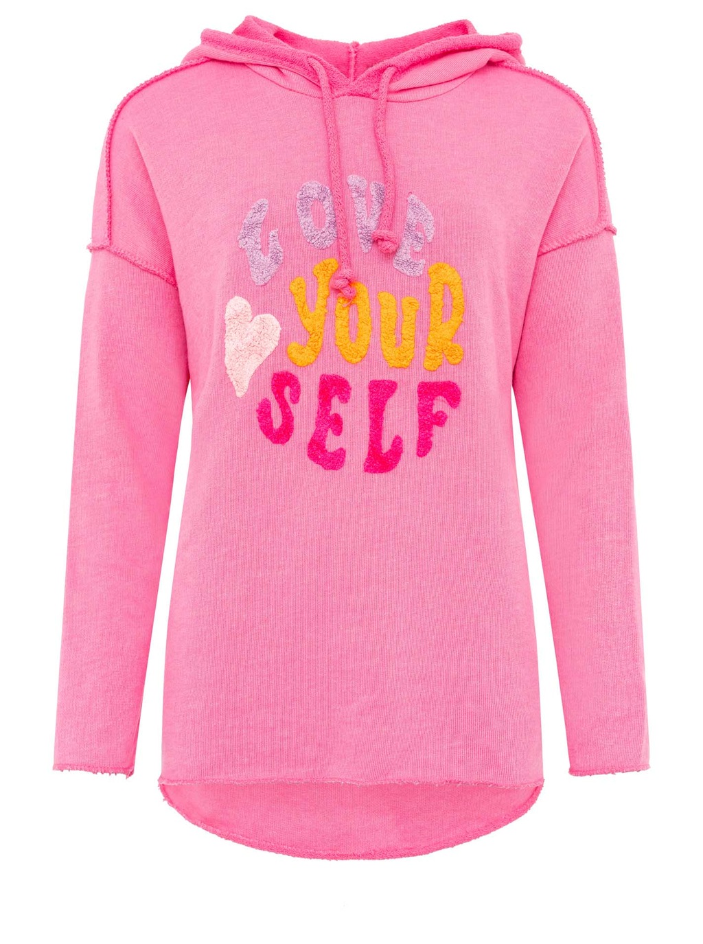 Zwillingsherz Hoodie ""Love Yourself"", Kapuze, Flockprint, Langarm, Kordel günstig online kaufen
