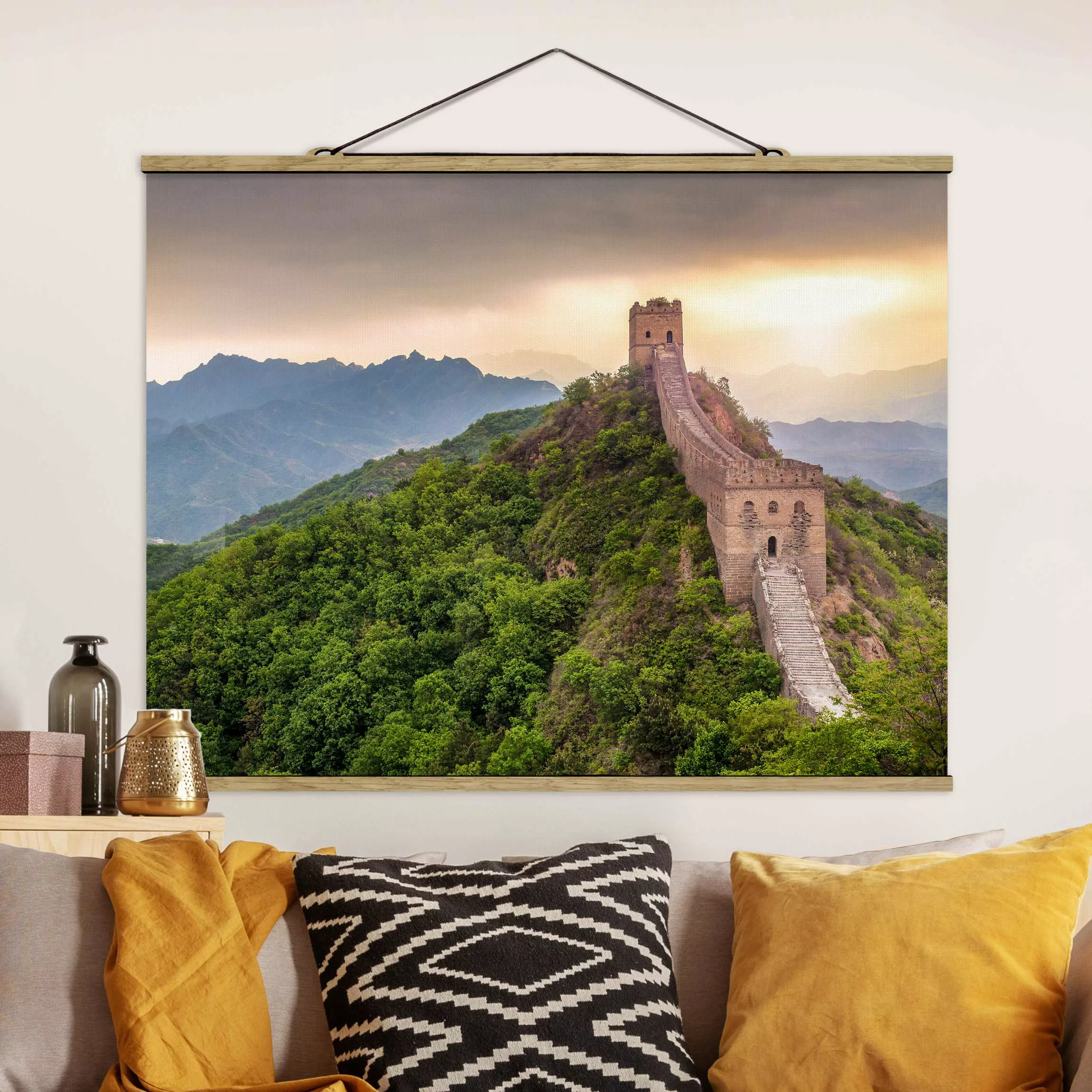 Stoffbild mit Posterleisten Die unendliche Mauer von China günstig online kaufen