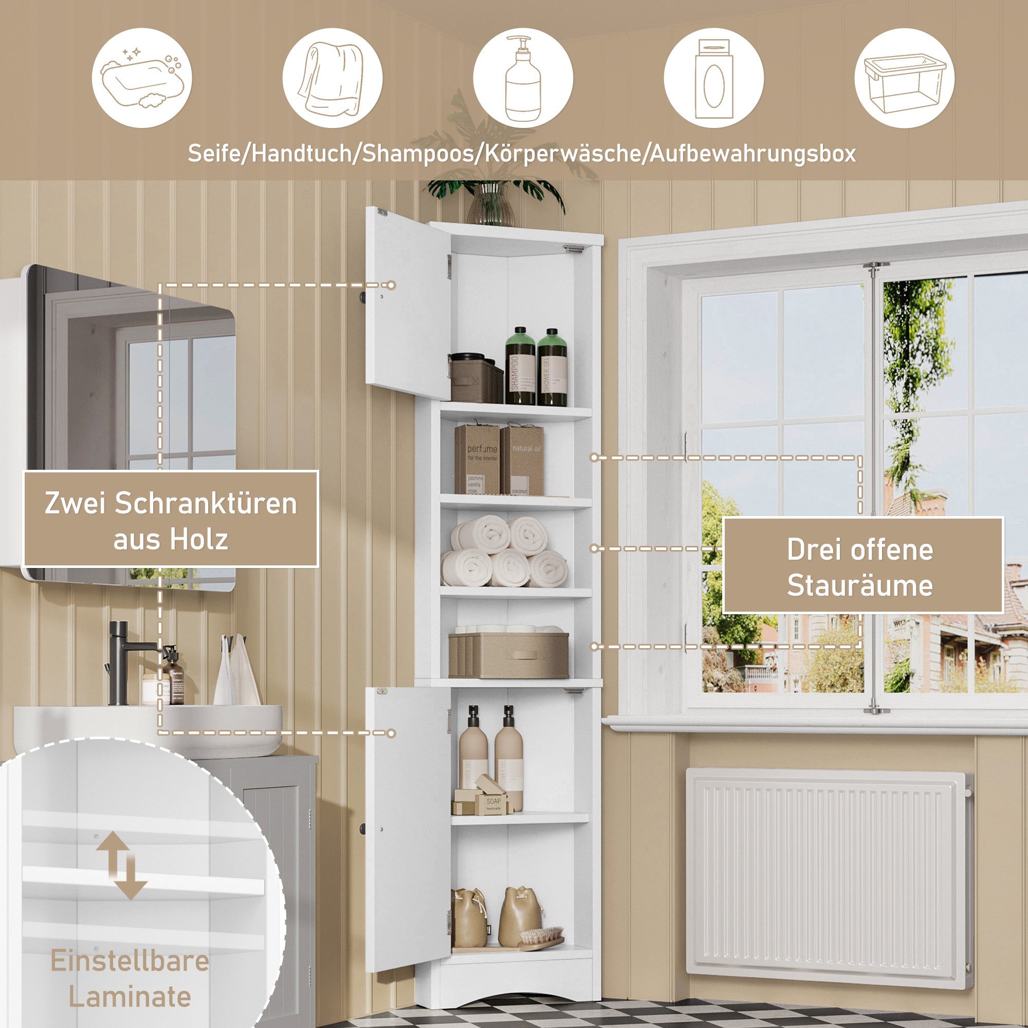 Yorbay Hochschrank Eckschrank (36,5 x 24,5 günstig online kaufen