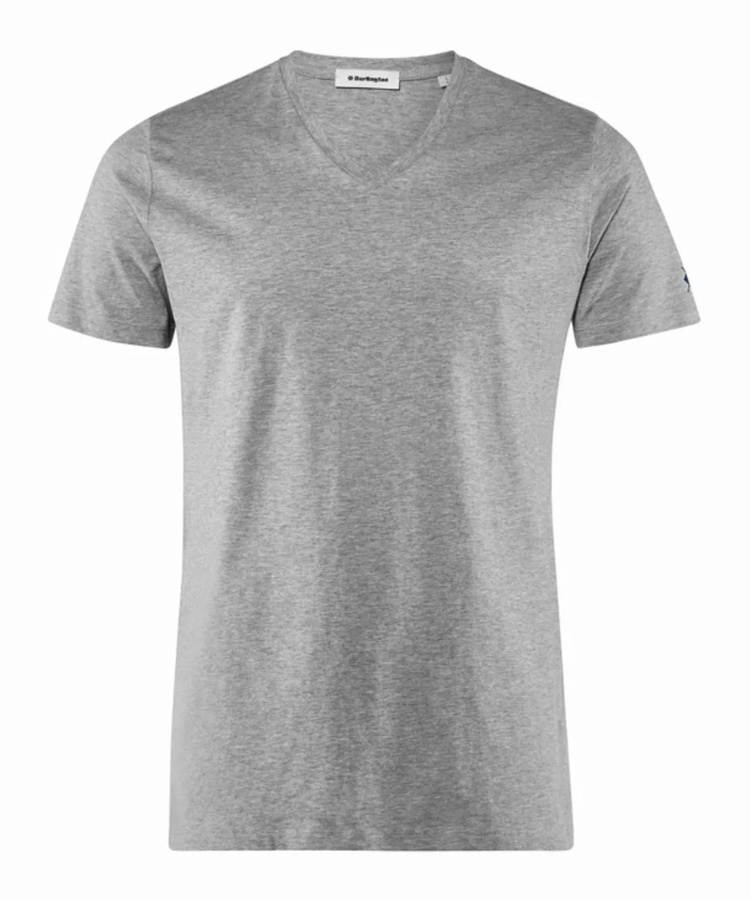 Burlington Herren T-Shirt V-Ausschnitt, M, Grau, Raute, Baumwolle, 2169010- günstig online kaufen