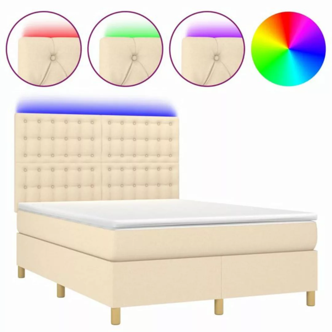 vidaXL Boxspringbett Bett Boxspringbett mit Matratze & Topper & LED (140 x günstig online kaufen