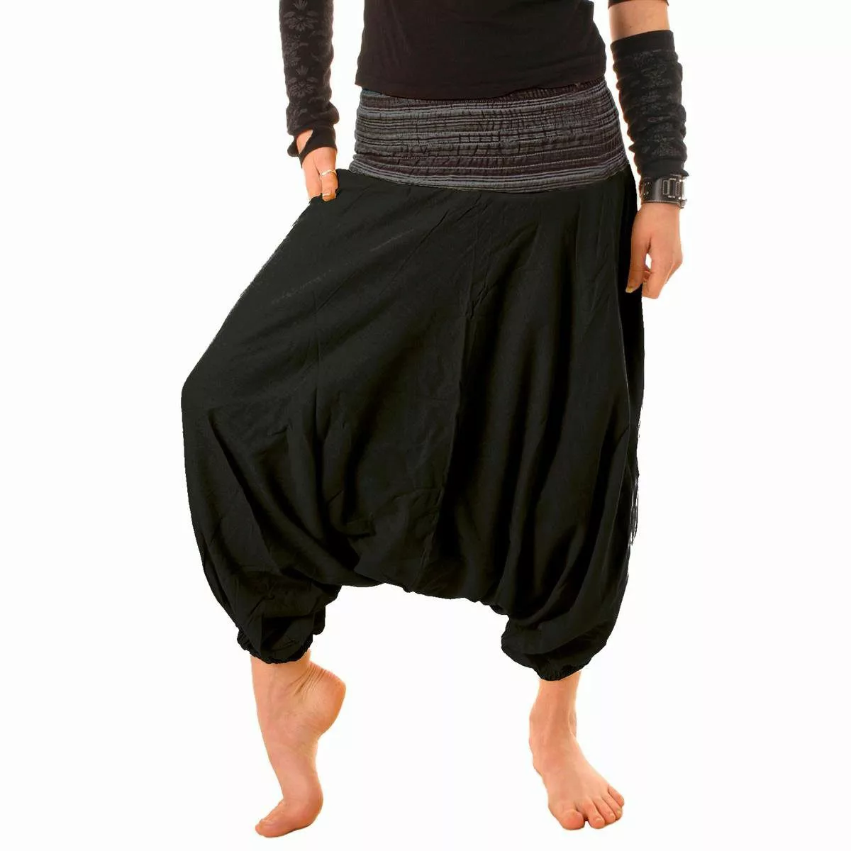 Vishes Haremshose Dreiviertel Haremshose elastischer gesmokter günstig online kaufen