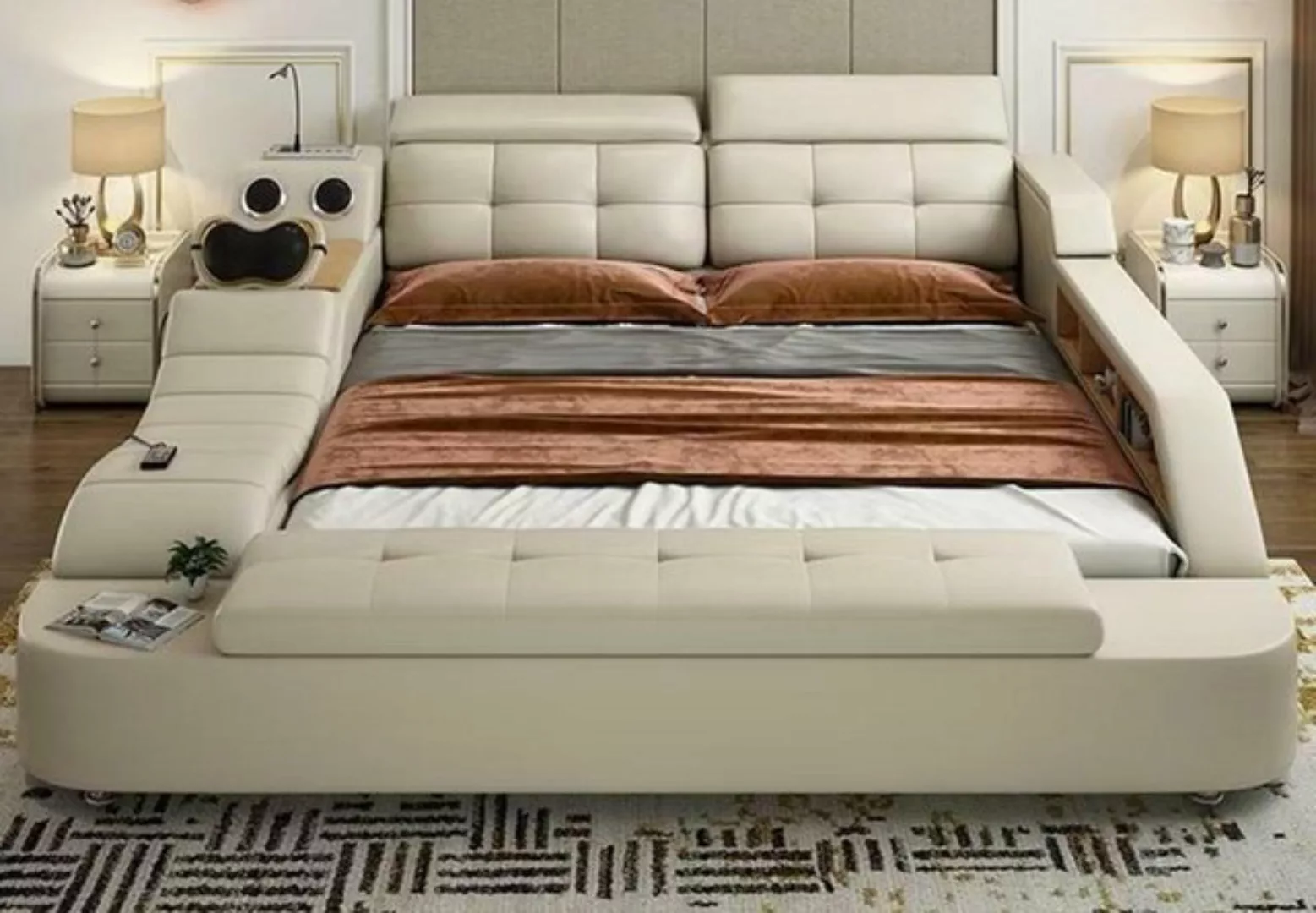 JVmoebel Bett Multifunktions Bett Luxus Design Leder Betten Doppel 180x200c günstig online kaufen