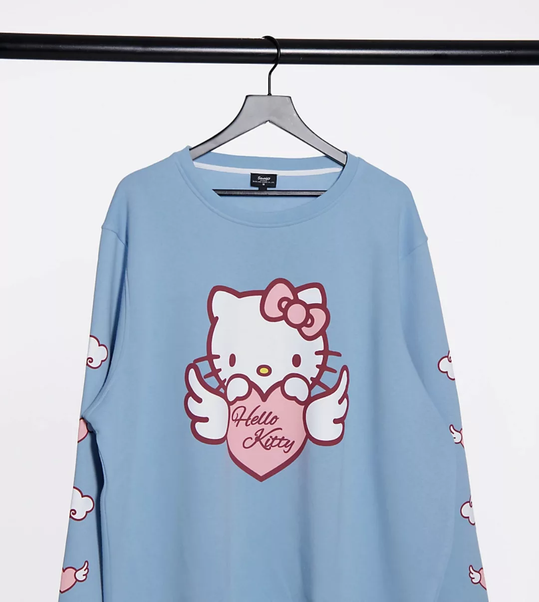New Girl Order Curve x Hello Kitty – Oversize-Sweatshirt in Babyblau mit He günstig online kaufen