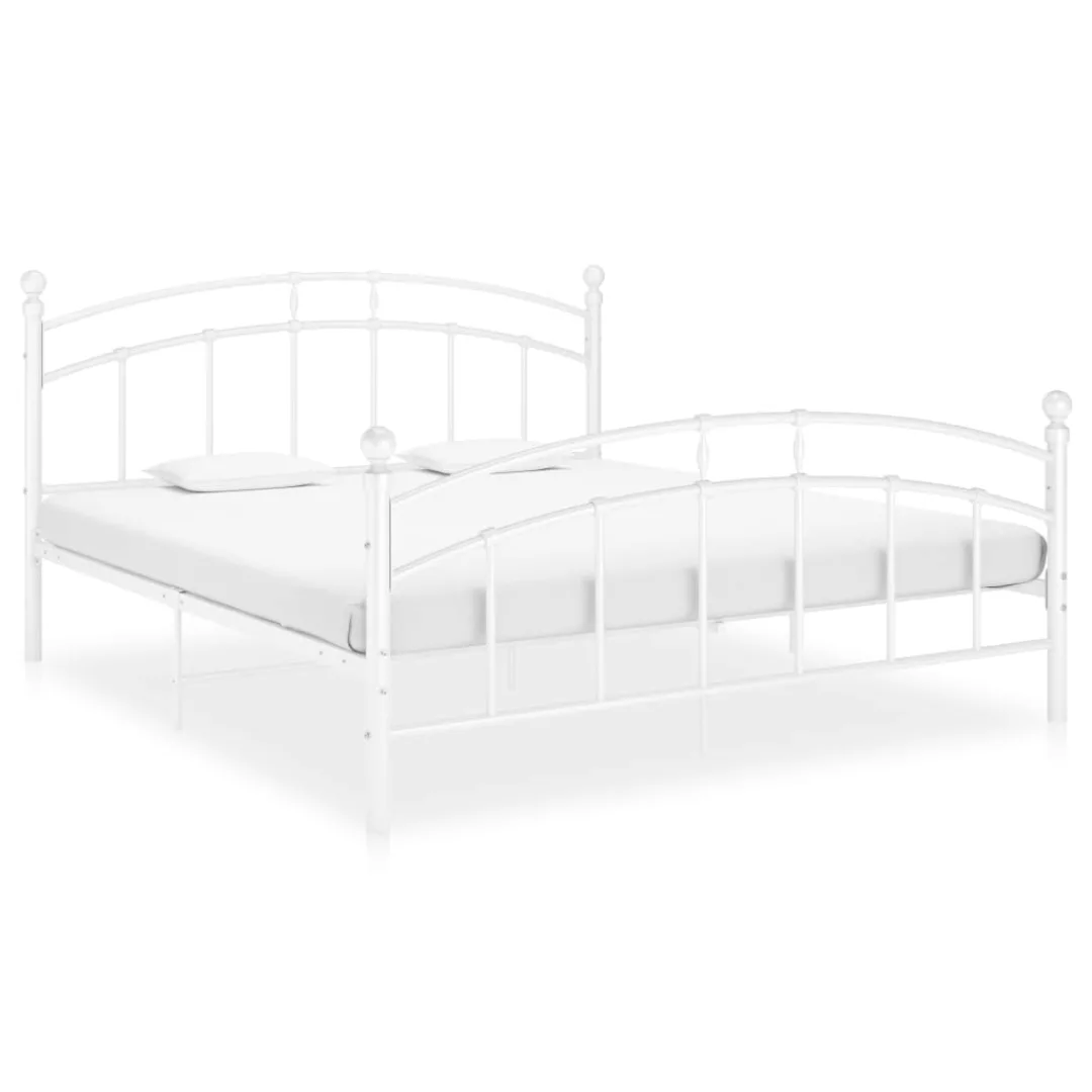 vidaXL Bettgestell Bettgestell Weiß Metall 180x200 cm Doppelbett Bett Bettr günstig online kaufen