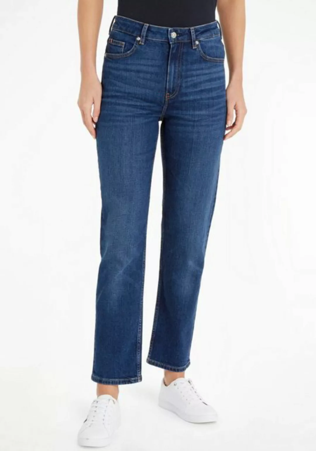 Tommy Hilfiger Straight-Jeans CLASSIC STRAIGHT HW mit Tommy Hilfiger Leder- günstig online kaufen