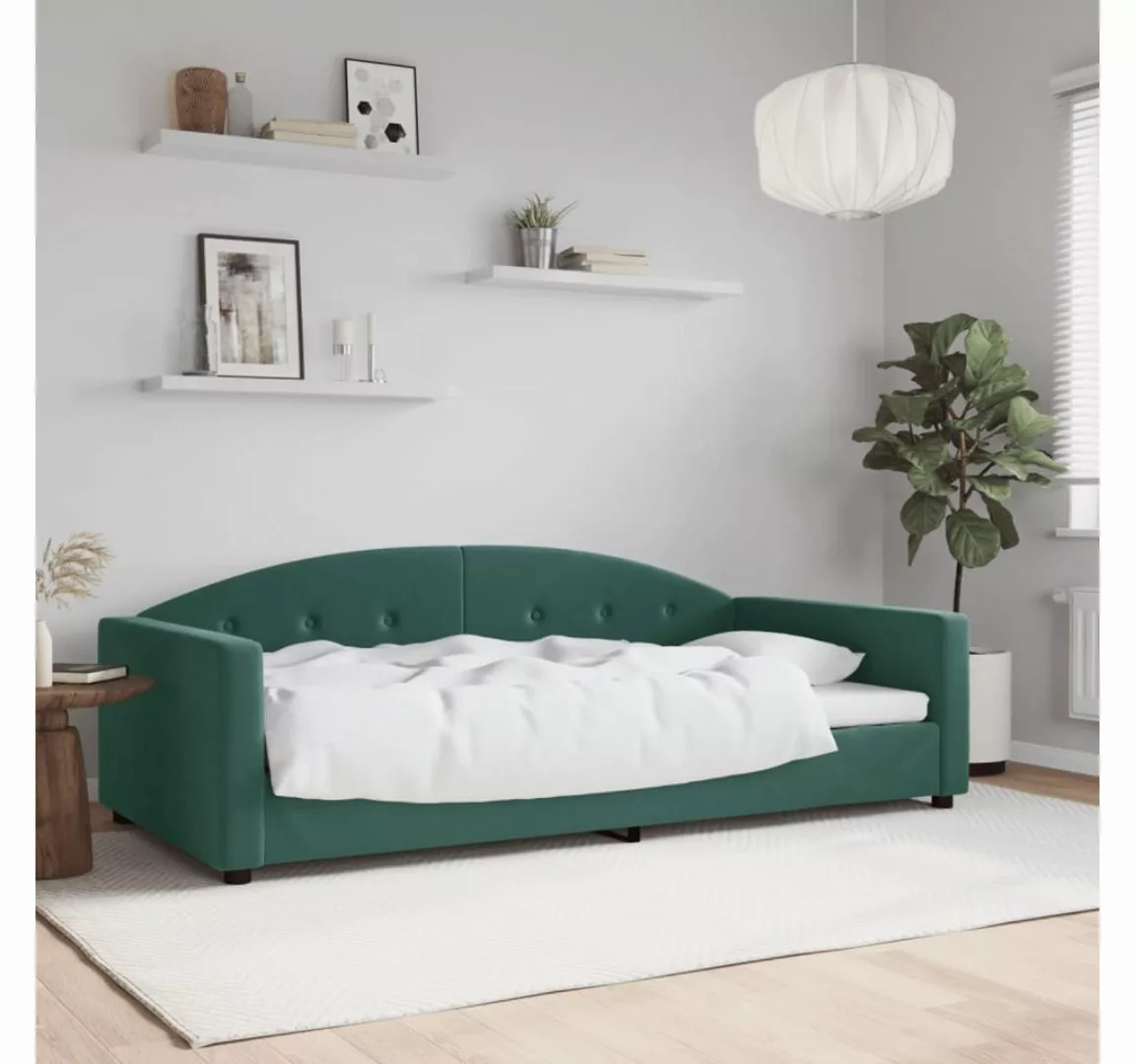 vidaXL Gästebett Tagesbett Dunkelgrün 100x200 cm Samt Gästebett Gästecouch günstig online kaufen