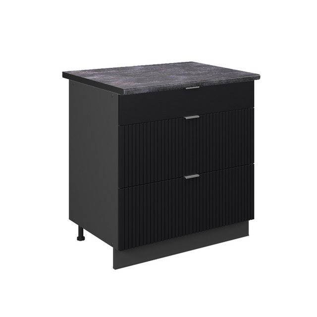 Vicco Unterschrank Fame-Line, Schwarz gestreift/Anthrazit, 80 cm mit 3 Schu günstig online kaufen