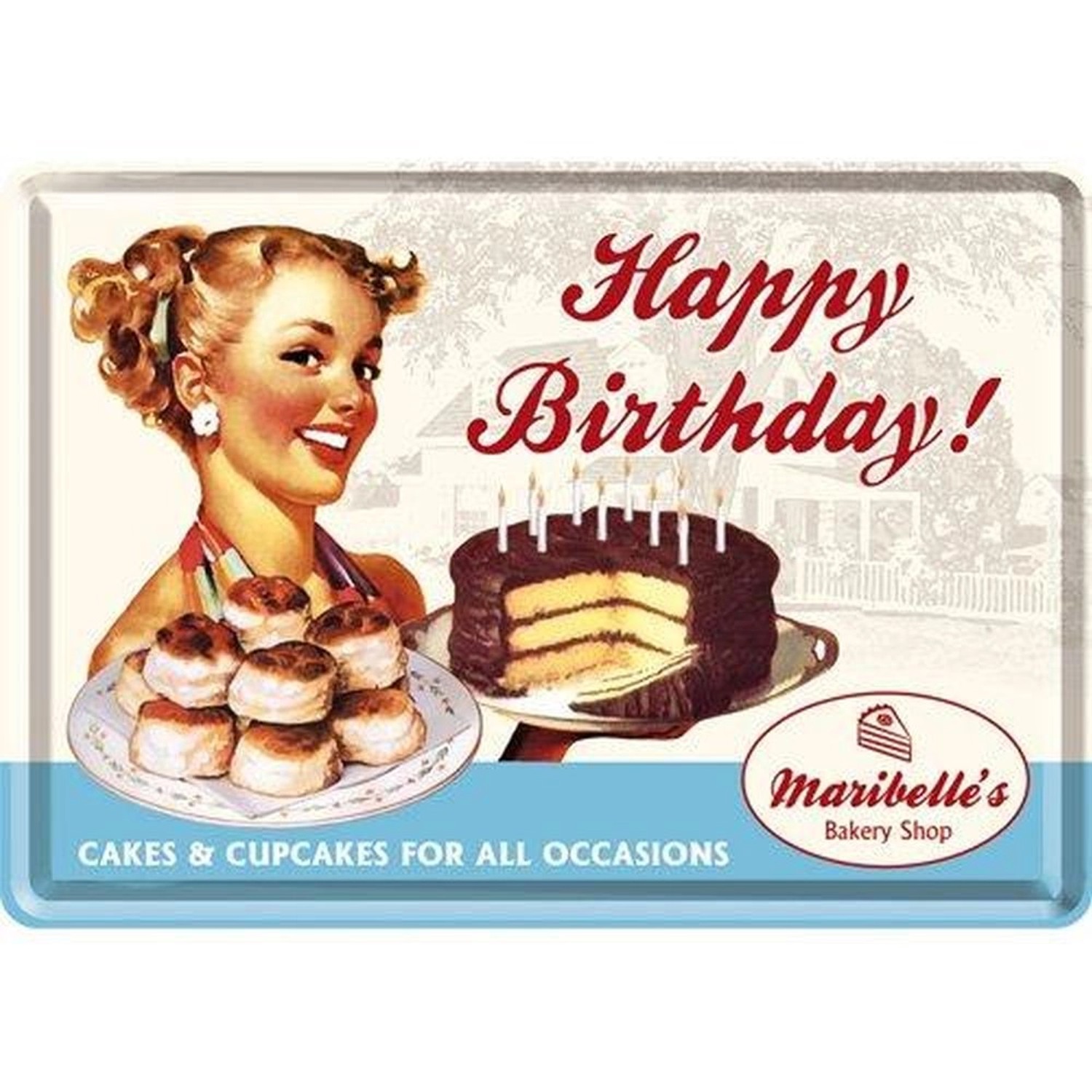 Nostalgic-Art Blechpostkarte - Say it 50's - Happy Birthday Cake günstig online kaufen