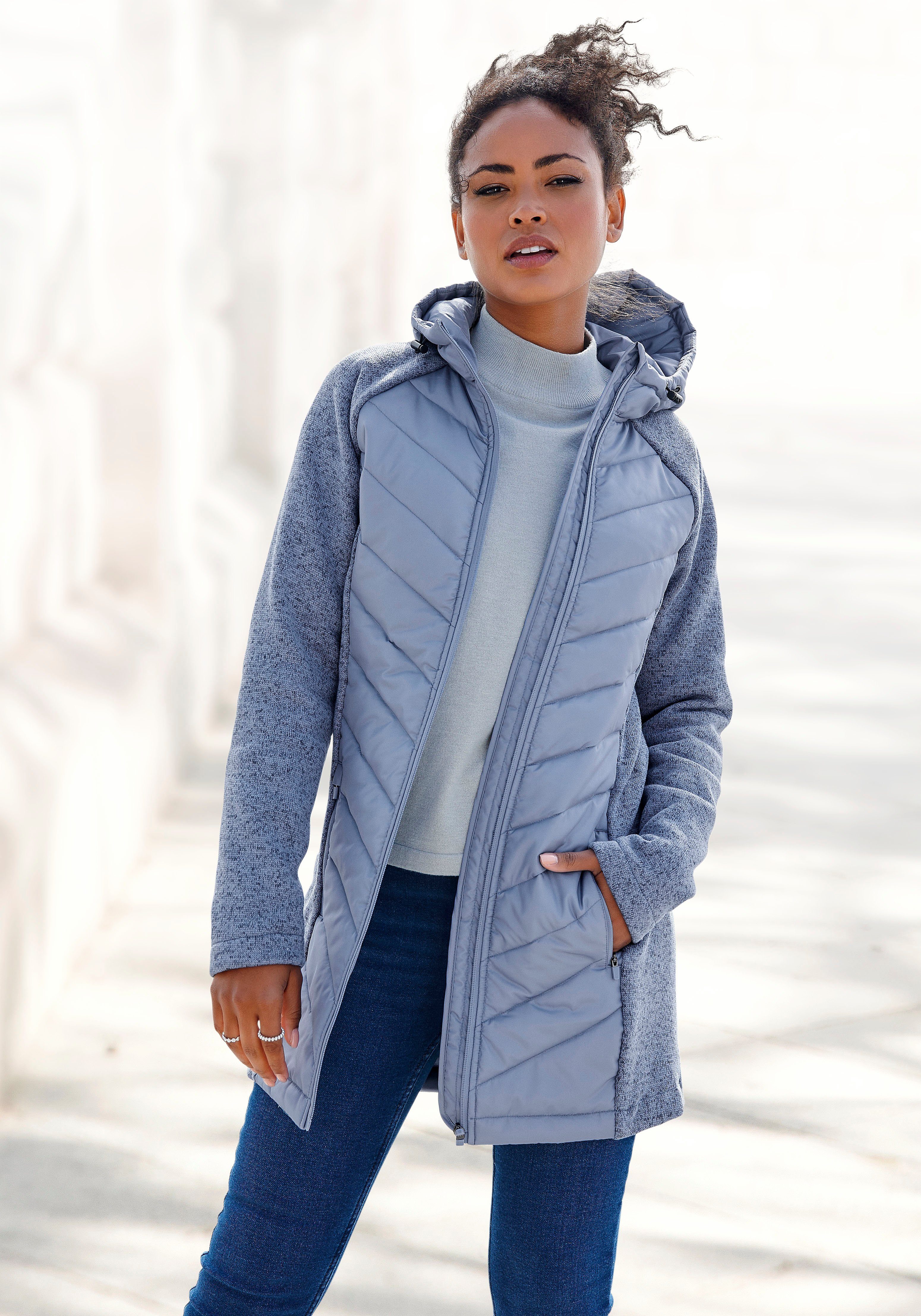 Vivance Steppjacke mit Strickfleece-Ärmeln günstig online kaufen