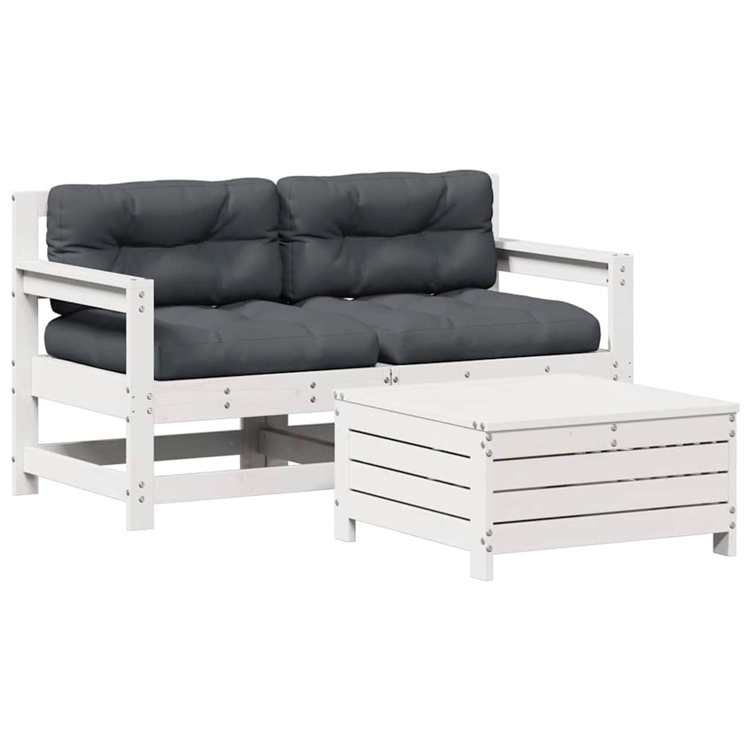 vidaXL 3-Tlg Garten-Lounge-Set mit Kissen Weiß Massivholz Kiefer 3250765 günstig online kaufen