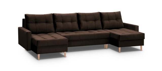 Beautysofa Ecksofa Ecksofa HALANT U mit Kissen und Schlaffunktion + Bettkas günstig online kaufen