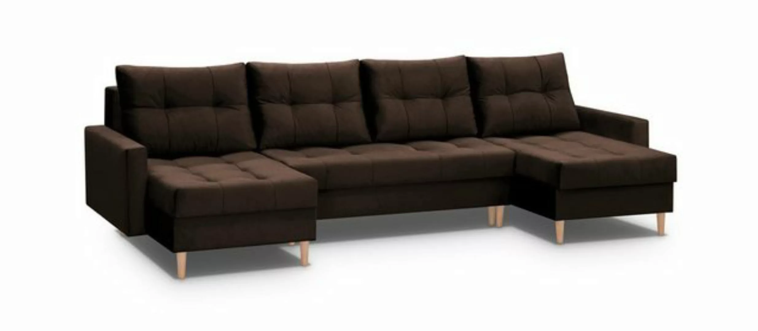 Beautysofa Ecksofa Ecksofa HALANT U mit Kissen und Schlaffunktion + Bettkas günstig online kaufen