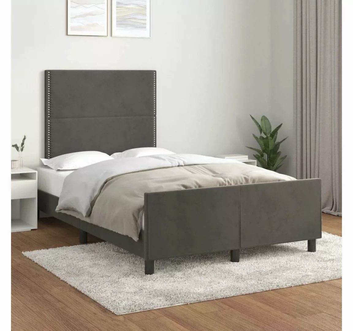 furnicato Bett Bettgestell mit Kopfteil Dunkelgrau 120x200 cm Samt günstig online kaufen