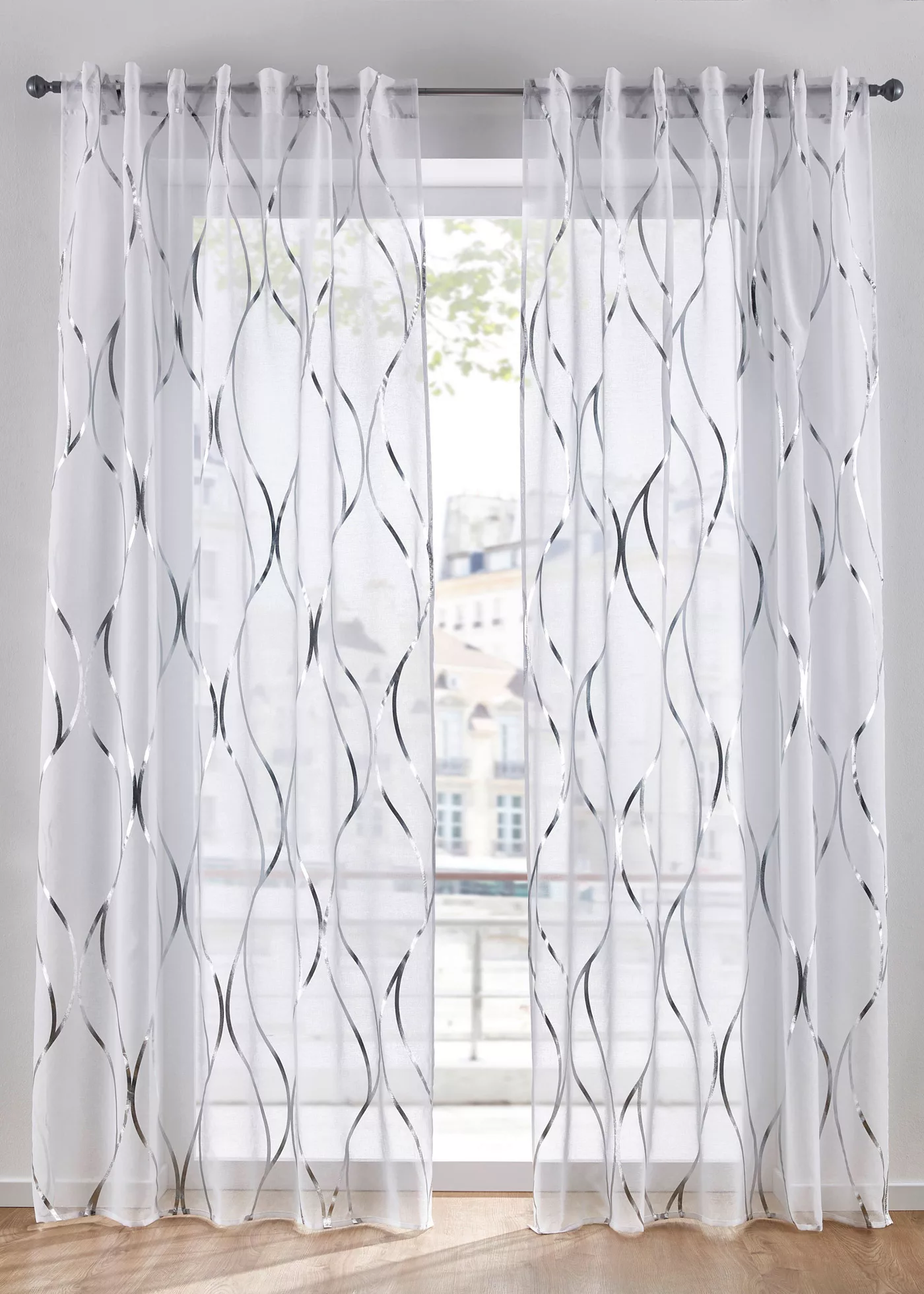 Transparente Gardine mit Glanz Druck (1er Pack) günstig online kaufen