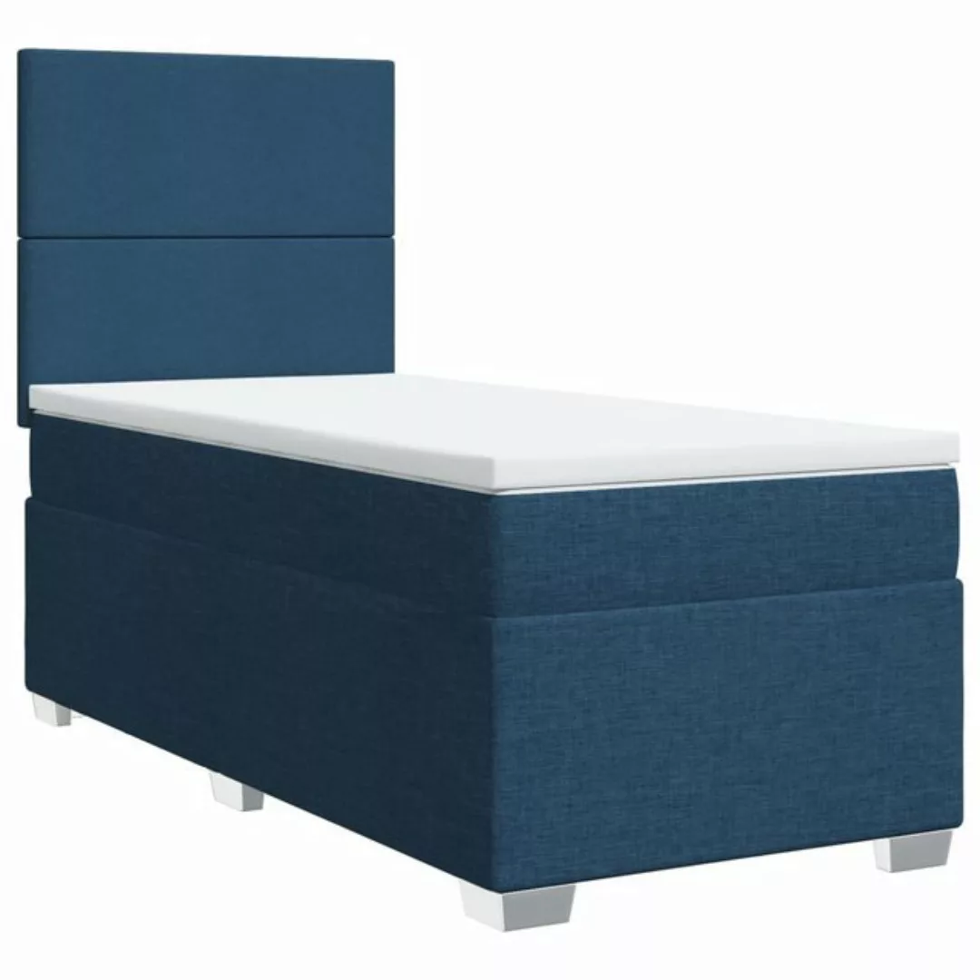 vidaXL Bett Boxspringbett mit Matratze Blau 80x200 cm Stoff günstig online kaufen