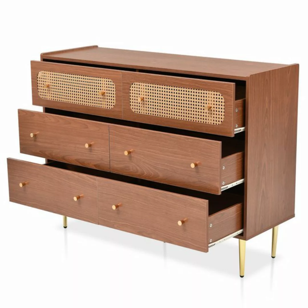 Odikalo Fächerschrank Schubladenkommode m. 6 Schubladen, Rattan Sideboard H günstig online kaufen