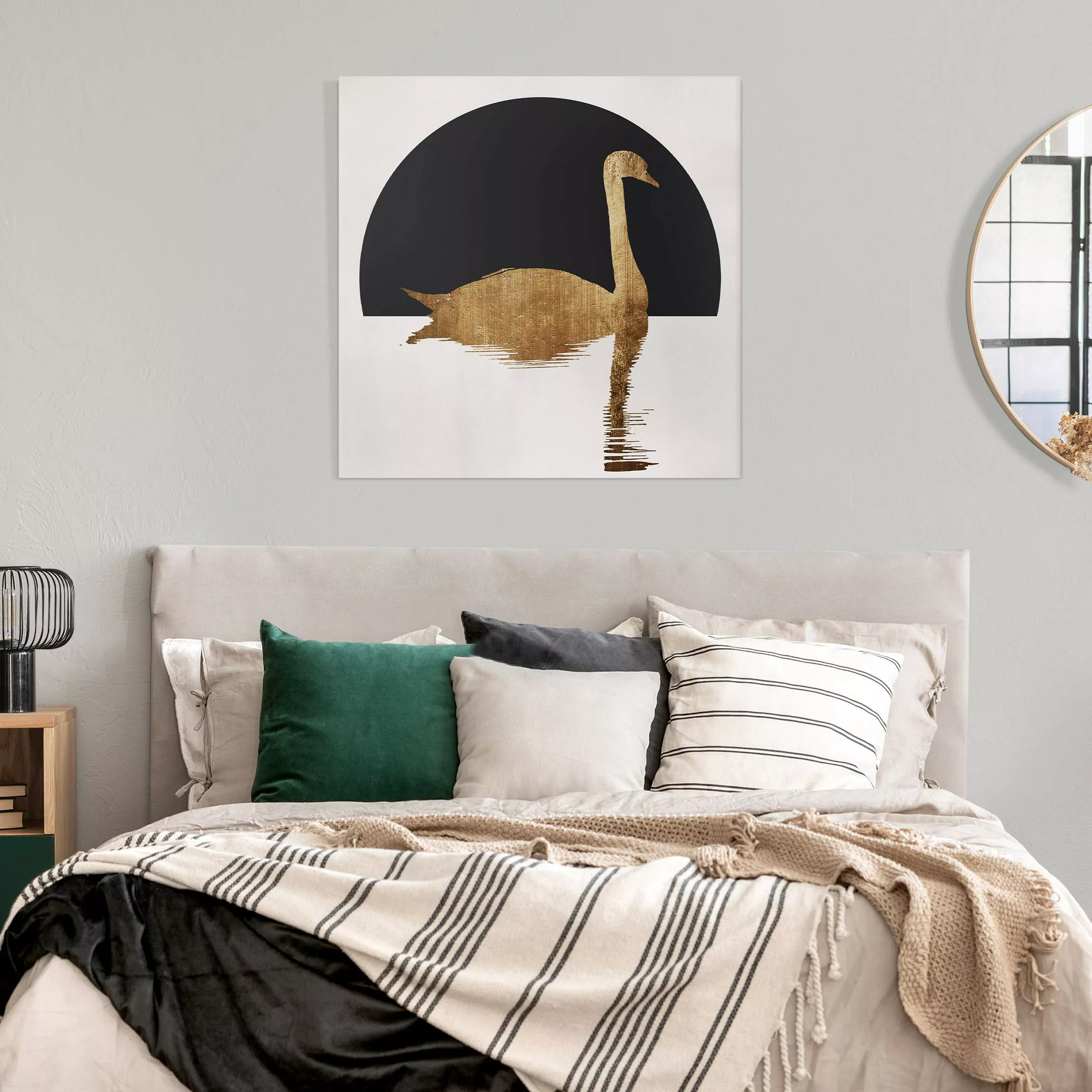 Leinwandbild Schwan in Gold günstig online kaufen