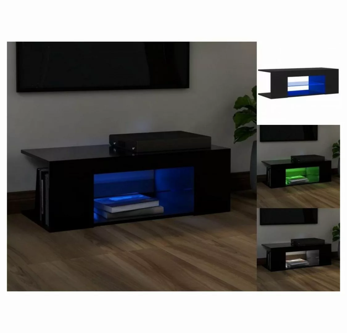 vidaXL TV-Schrank TV-Schrank mit LED-Leuchten Schwarz 90x39x30 cm Lowboard günstig online kaufen
