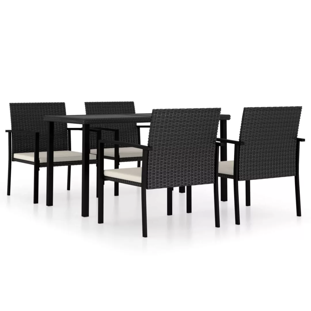 5-tlg. Garten-essgruppe Poly Rattan Schwarz günstig online kaufen