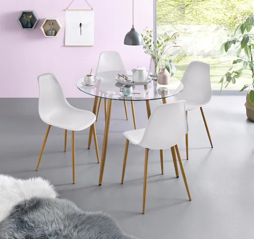 INOSIGN Essgruppe "Miller", (Set, 5 tlg.), Glastisch mit 4 Stühlen (Kunstst günstig online kaufen