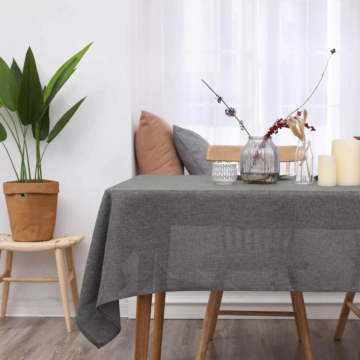 Deconovo Tischdecke Leinenoptik Tischwäsche Wasserabweisend Tischtuch günstig online kaufen