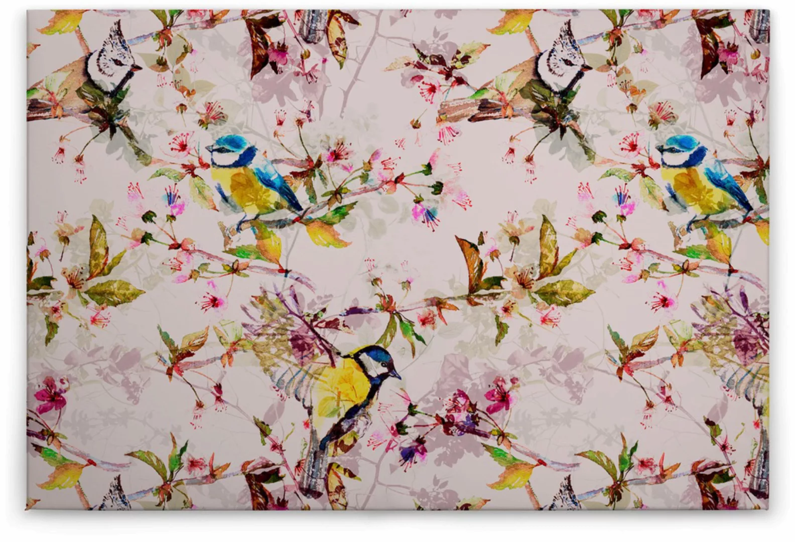 Bricoflor Buntes Wandbild Mit Vögeln Leinwandbild Mit Vogel Und Blumen Für günstig online kaufen
