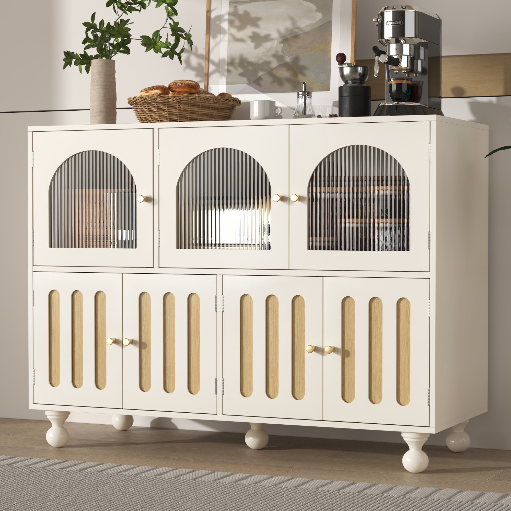 Modernes Sideboard mit Klaviertasten-Design, Runde Säulenbeine, 120×40×90 c günstig online kaufen