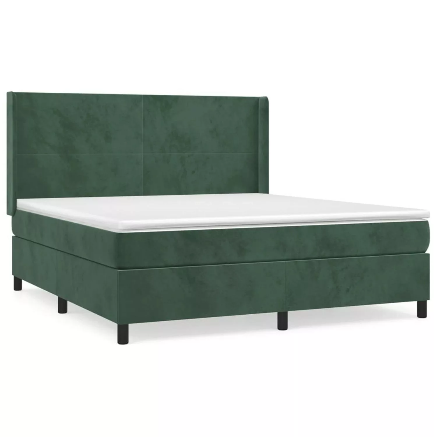vidaXL Boxspringbett mit Matratze Dunkelgrün 180x200 cm Samt1468374 günstig online kaufen